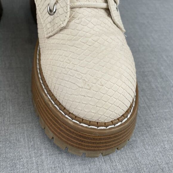 MIA Boots Womens 7.5 Cream Faux Leather Snake Embossed Combat Platform Y2K 90s - Picture 16 of 16